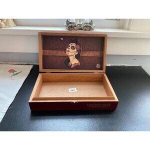 Leather Rose Cigar Box Drew Estate Wooden Keepsake Box Gothic Art